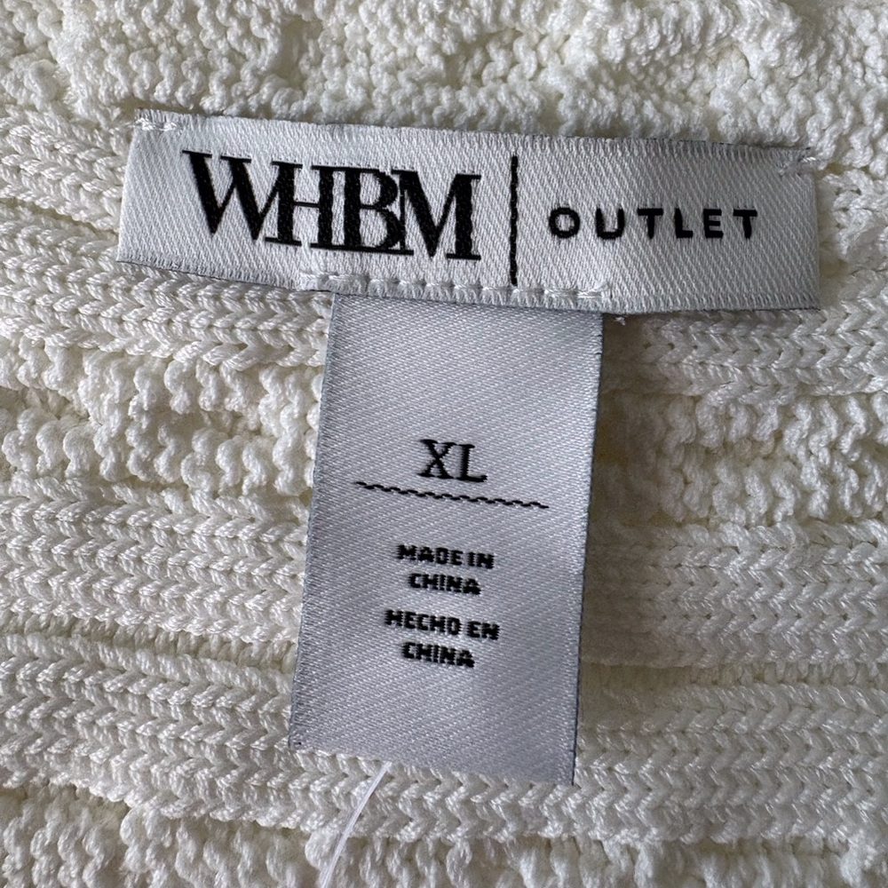 WHBM XL Ecru Top Cap Sleeves Cable Knit Design NWT Office Career Party Cruise - Picture 2 of 12